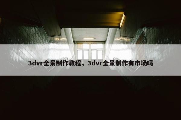 3dvr全景制作教程，3dvr全景制作有市场吗