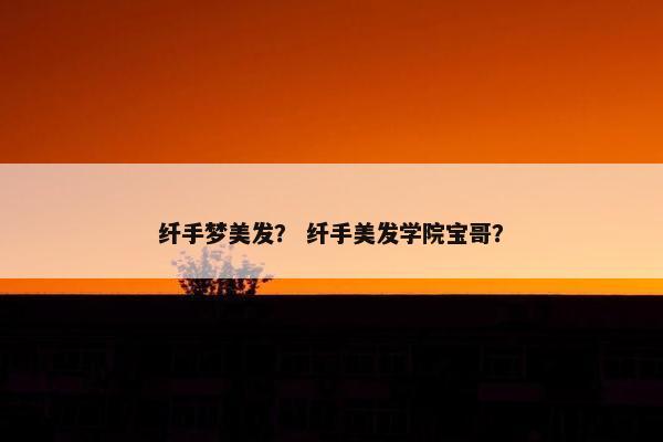 纤手梦美发？ 纤手美发学院宝哥？