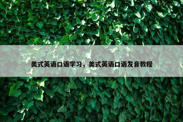 美式英语口语学习，美式英语口语发音教程