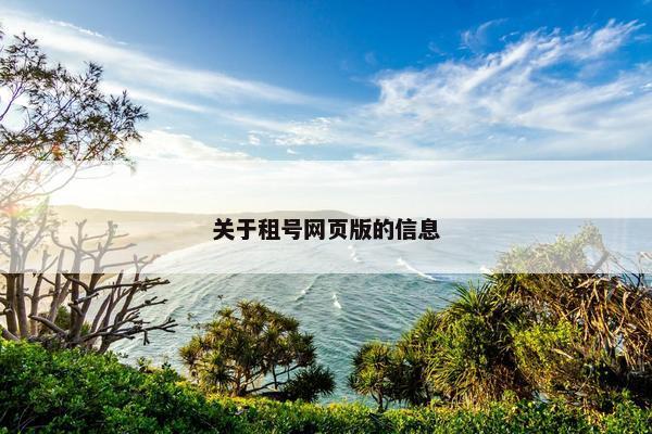 关于租号网页版的信息