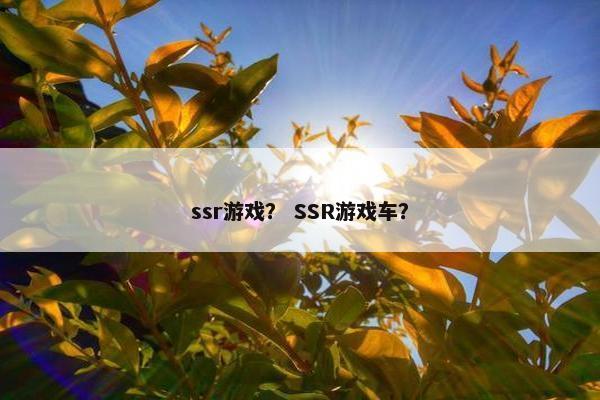 ssr游戏？ SSR游戏车？