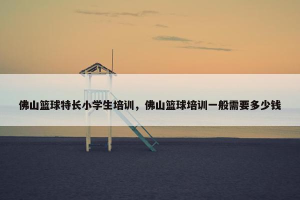 佛山篮球特长小学生培训，佛山篮球培训一般需要多少钱
