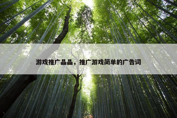 游戏推广晶晶，推广游戏简单的广告词