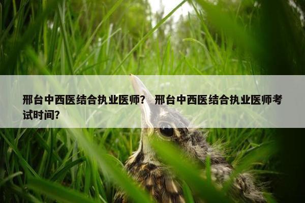 邢台中西医结合执业医师？ 邢台中西医结合执业医师考试时间？