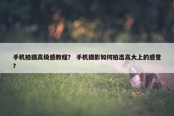 手机拍摄高级感教程？ 手机摄影如何拍出高大上的感觉？
