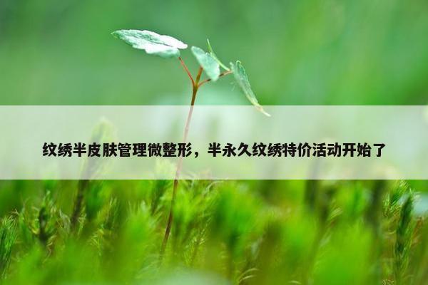 纹绣半皮肤管理微整形，半永久纹绣特价活动开始了