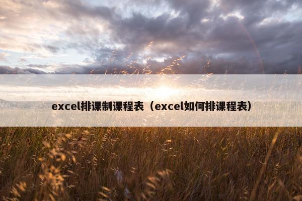 excel排课制课程表（excel如何排课程表）