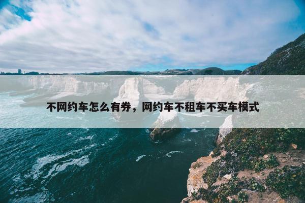不网约车怎么有券，网约车不租车不买车模式
