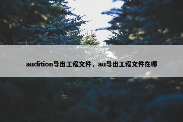 audition导出工程文件，au导出工程文件在哪