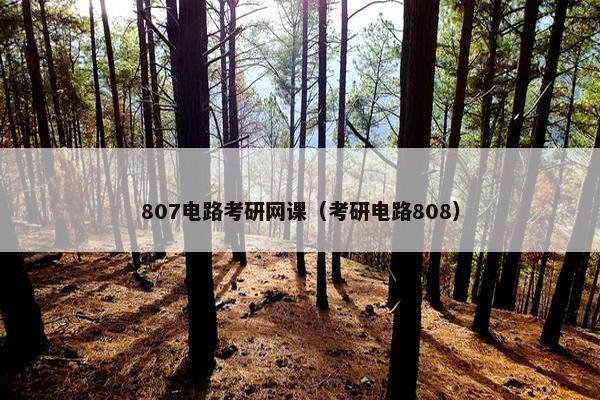 807电路考研网课（考研电路808）