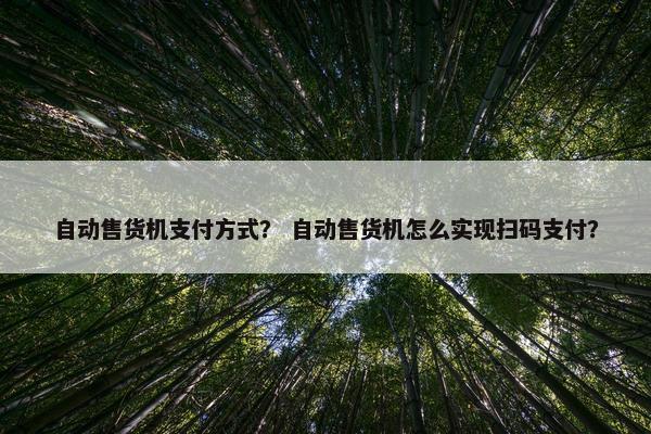 自动售货机支付方式？ 自动售货机怎么实现扫码支付？