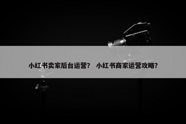 小红书卖家后台运营？ 小红书商家运营攻略？