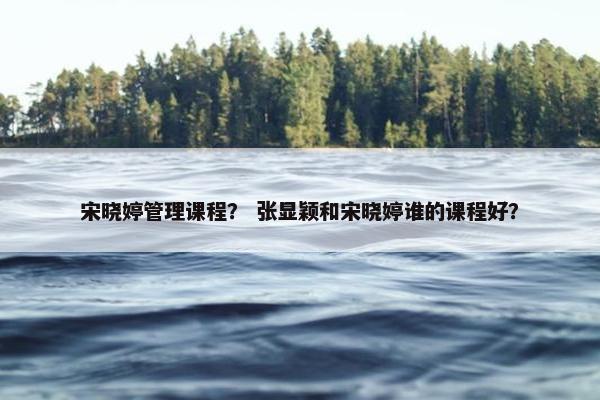 宋晓婷管理课程？ 张显颖和宋晓婷谁的课程好？