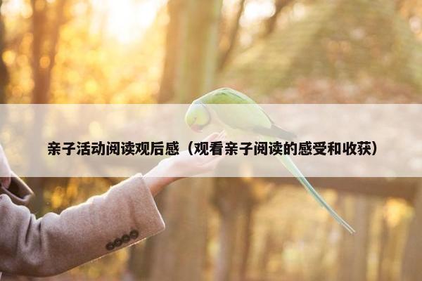 亲子活动阅读观后感（观看亲子阅读的感受和收获）