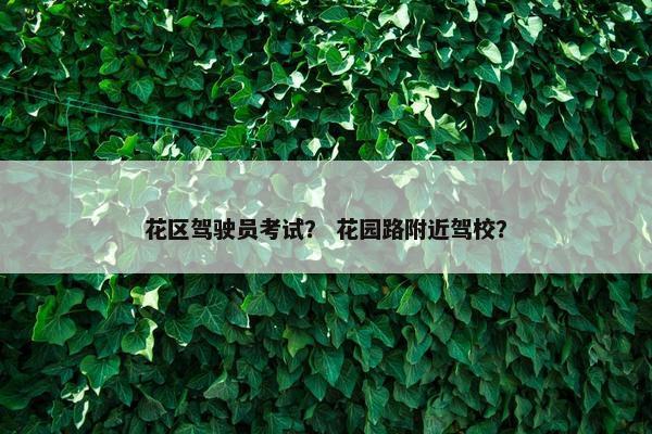 花区驾驶员考试？ 花园路附近驾校？