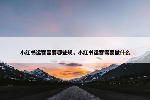 小红书运营需要哪些规,小红书运营需要做什么 小红书运营需要哪些规,小红书运营需要做什么