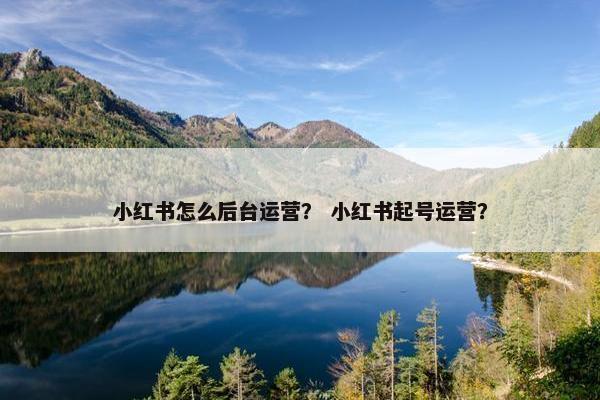 小红书怎么后台运营？ 小红书起号运营？