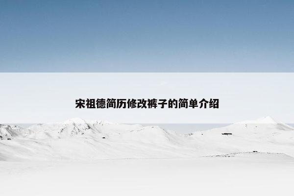 宋祖德简历修改裤子的简单介绍 宋祖德简历修改裤子的简单介绍