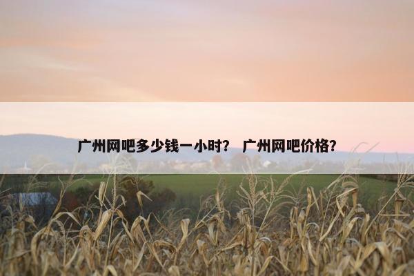 广州网吧多少钱一小时？ 广州网吧价格？