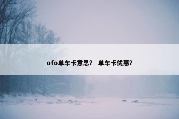 ofo单车卡意思？ 单车卡优惠？