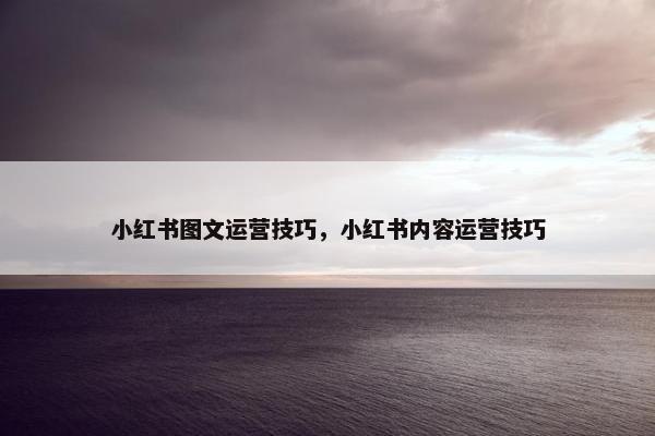 小红书图文运营技巧,小红书内容运营技巧 小红书图文运营技巧,小红书内容运营技巧