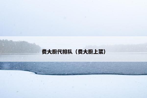 费大厨代排队（费大厨上菜）