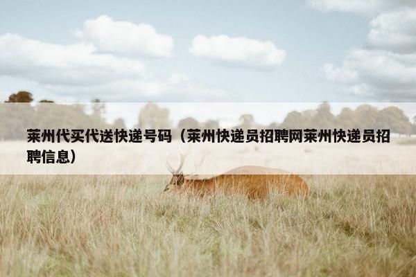莱州代买代送快递号码（莱州快递员招聘网莱州快递员招聘信息）