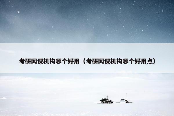 考研网课机构哪个好用（考研网课机构哪个好用点）