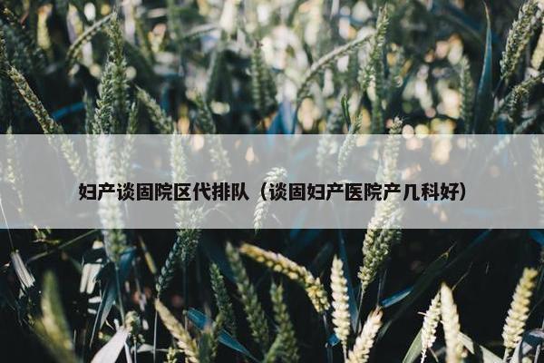 妇产谈固院区代排队（谈固妇产医院产几科好）