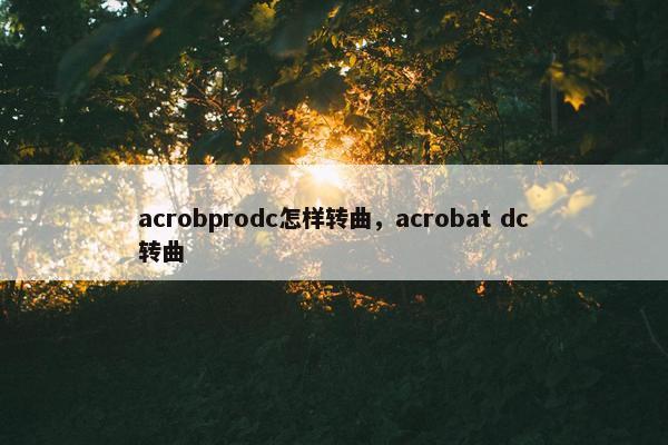 acrobprodc怎样转曲,acrobat dc转曲 acrobprodc怎样转曲,acrobat dc转曲