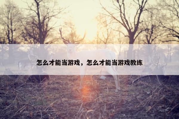 怎么才能当游戏，怎么才能当游戏教练