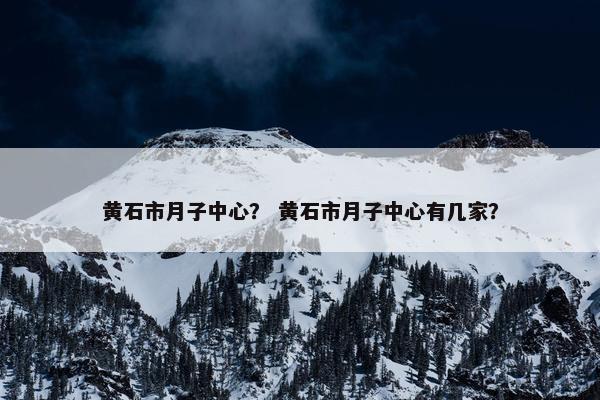 黄石市月子中心? 黄石市月子中心有几家? 黄石市月子中心? 黄石市月子中心有几家?