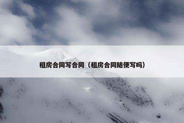 租房合同写合同（租房合同随便写吗）