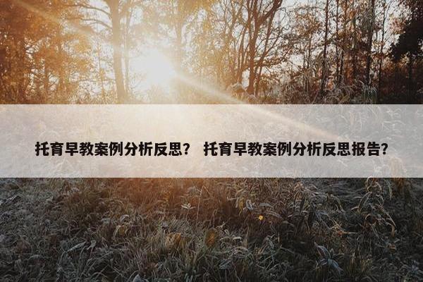 托育早教案例分析反思？ 托育早教案例分析反思报告？