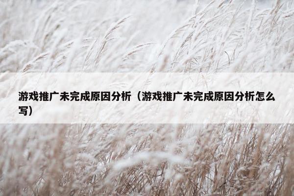 游戏推广未完成原因分析（游戏推广未完成原因分析怎么写）