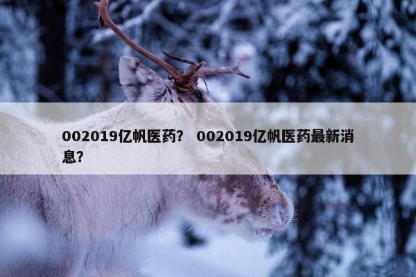 002019亿帆医药？ 002019亿帆医药最新消息？