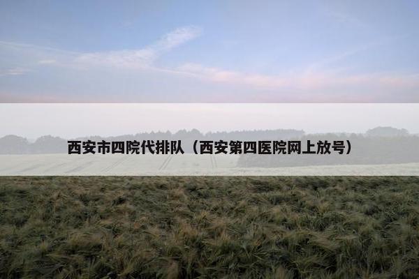西安市四院代排队（西安第四医院网上放号）