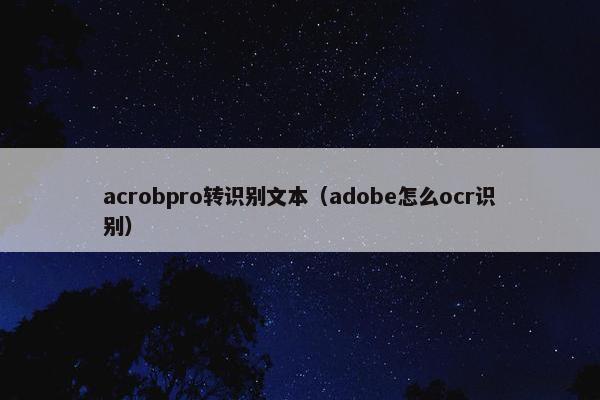 acrobpro转识别文本（adobe怎么ocr识别）