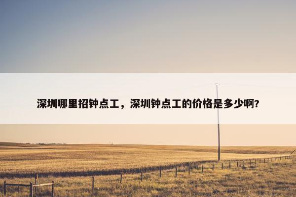 深圳哪里招钟点工，深圳钟点工的价格是多少啊?