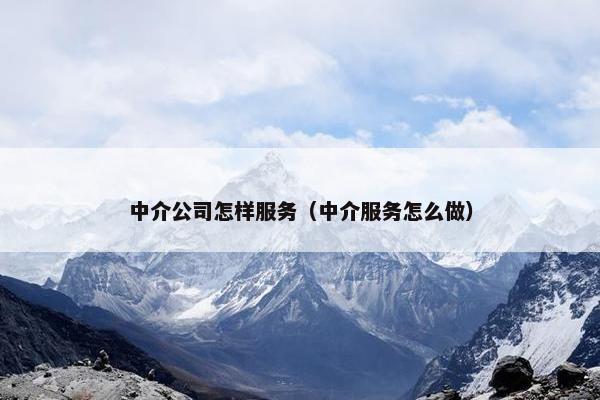 中介公司怎样服务（中介服务怎么做）