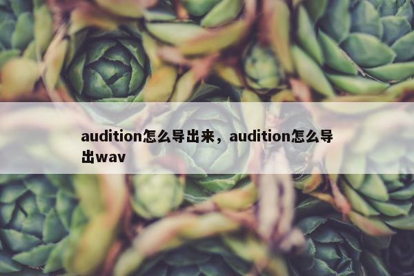 audition怎么导出来,audition怎么导出wav audition怎么导出来,audition怎么导出wav