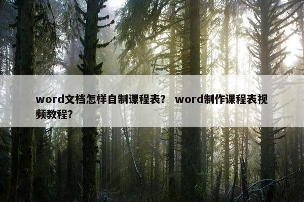 word文档怎样自制课程表？ word制作课程表视频教程？