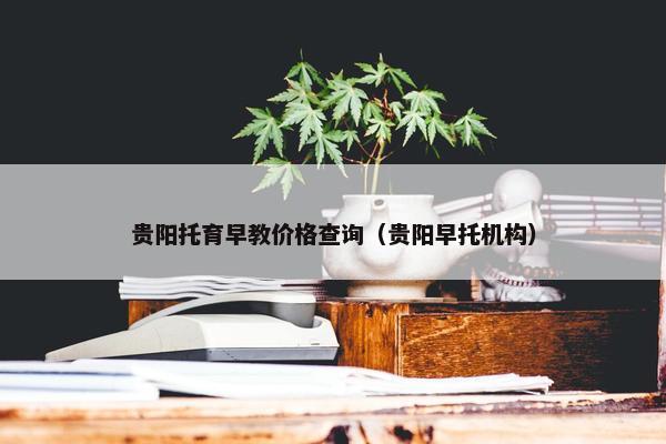 贵阳托育早教价格查询（贵阳早托机构）