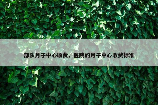 部队月子中心收费，医院的月子中心收费标准