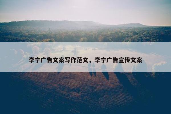 李宁广告文案写作范文，李宁广告宣传文案