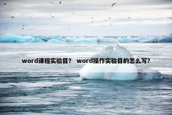 word课程实验目？ word操作实验目的怎么写？