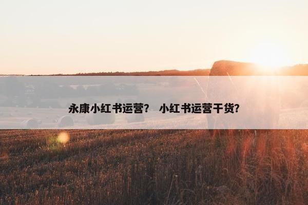 永康小红书运营？ 小红书运营干货？