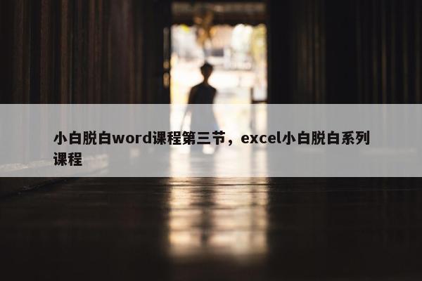 小白脱白word课程第三节，excel小白脱白系列课程