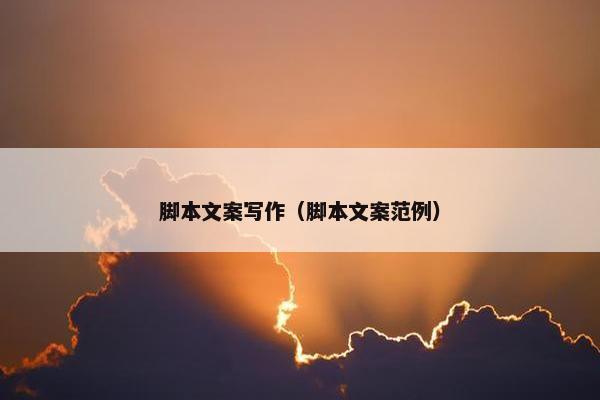 脚本文案写作（脚本文案范例）