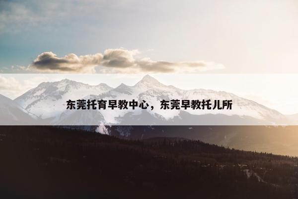 东莞托育早教中心，东莞早教托儿所